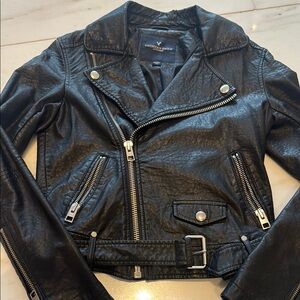American Eagle Outfitters Classic Black Faux Leather Jacket
